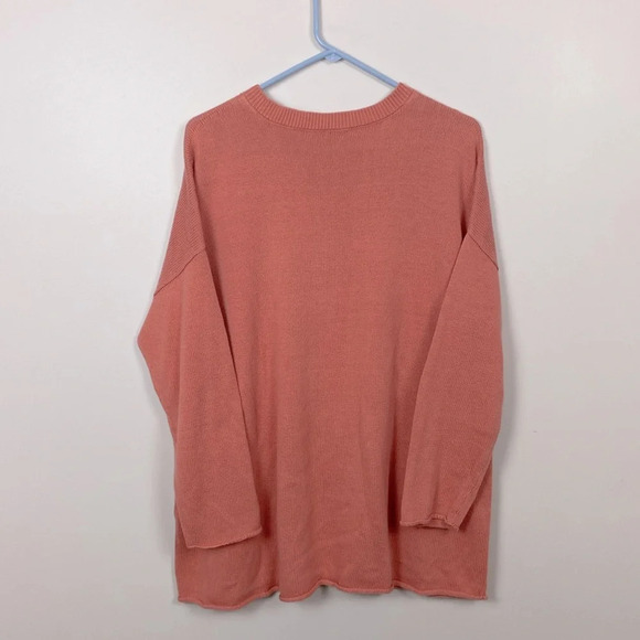 Eileen Fisher Organic Cotton Drop Shoulder Coral Sweater size Large - Picture 8 of 13